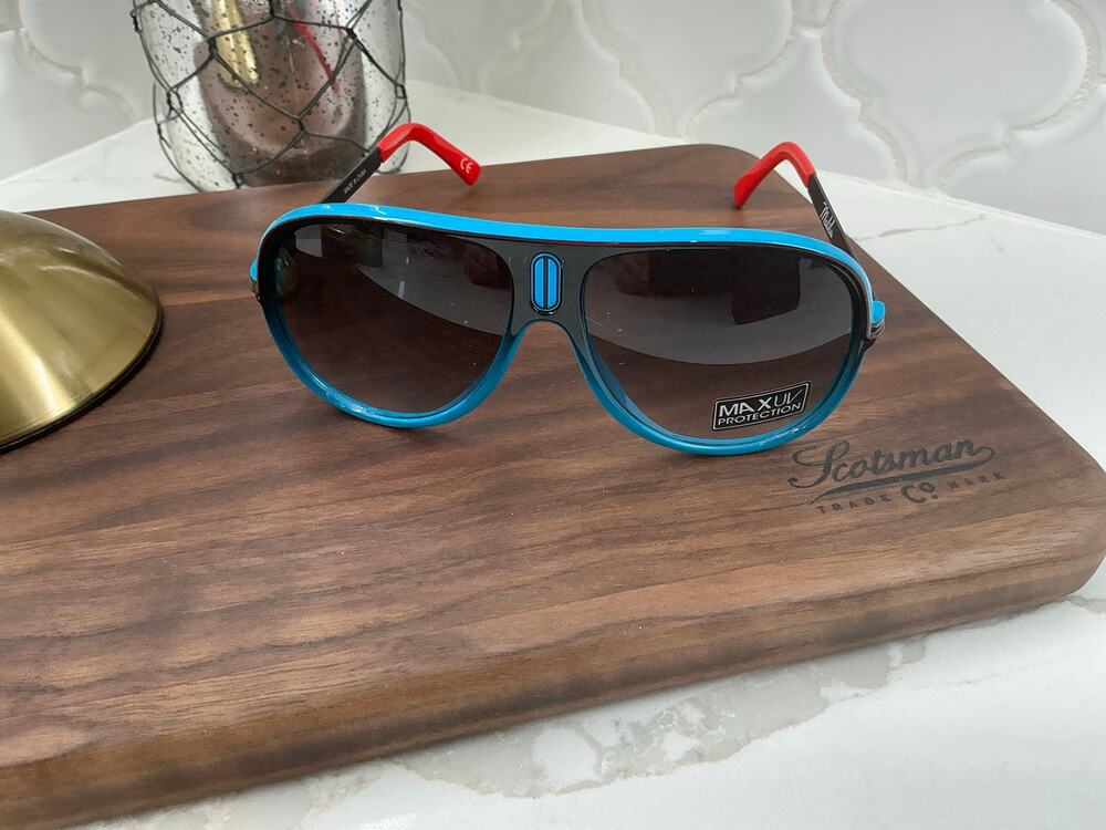 Neff Malibu Sunglasses Blue/Red Frame Black Lenses UV Protection Lifestyle